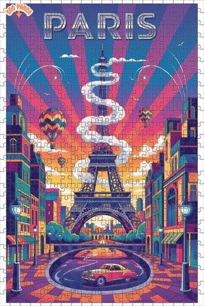 Teona Ahşap لغز خشبي بإطار ذو طابقين بمظهر فني عتيق من باريس 500 قطعة 50x30