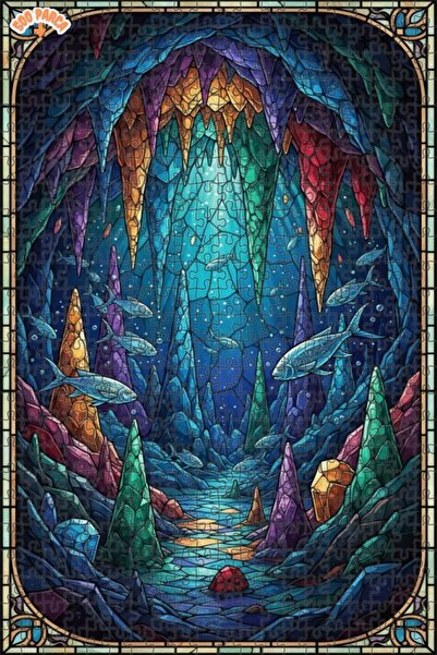 Teona Ahşap لغز خشبي مؤطر بطبقتين على شكل أسماك الكهف الغامضة 500 قطعة 50×30