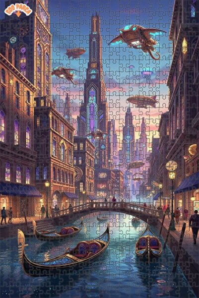 Teona Ahşap لغز خشبي بإطار مزدوج الطبقات على طراز قناة البندقية ستيمبانك 500 ...