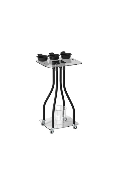 Viva Professional Black Hair Coloring Trolley Stand with Transparent Table Top