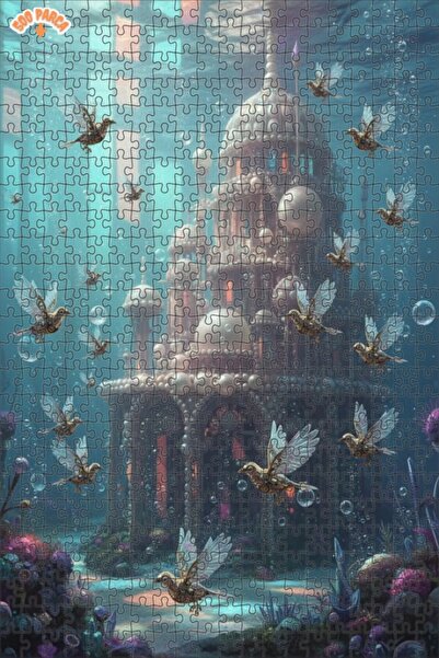 Teona Ahşap لغز خشبي مؤطر من طابقين، 500 قطعة، 50x30، بتصميم برج خيالي تحت ال...