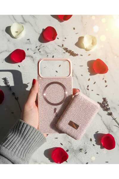 KumOziShop iPhone 17 ProMax Uyumlu MagSafe ve Mıknatıs Özellikli Taşlı Cüzdan...