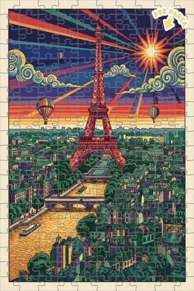 Teona Ahşap لغز خشبي بإطار ذو طابقين بتصميم فني حديث بمظهر لوحة زيتية لبريق ب...