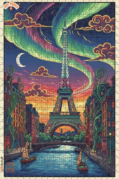 Teona Ahşap لغز خشبي بإطار ذو طابقين بمظهر لوحة زيتية لليلة باريس المرحة 500 ...