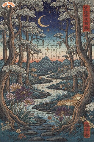 Teona Ahşap لغز خشبي مؤطر بطبقتين من سلسلة الغابة السحرية النهرية 500 قطعة 50x30