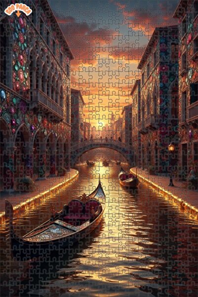 Teona Ahşap لغز خشبي مؤطر بطبقتين بمظهر لوحة زيتية خيالية لقنوات البندقية 500...