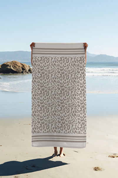 PATRON Dijital Baskı Plaj Deniz Havlusu Leoparlı Desen Peştamal HVL0112