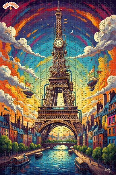 Teona Ahşap لغز خشبي مؤطر بطبقتين بمظهر لوحة زيتية لبرج إيفل بالبخار 500 قطعة...