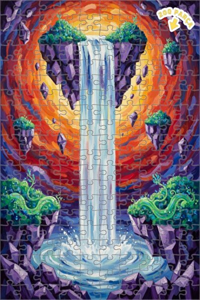 Teona Ahşap لغز فني بتصميم شلال جزيرة طائرة بمظهر مائي 200 قطعة 25x35