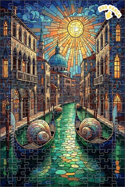 Teona Ahşap لغز خشبي مؤطر بطبقتين لفن الزجاج الملون لقنوات البندقية 200 قطعة ...