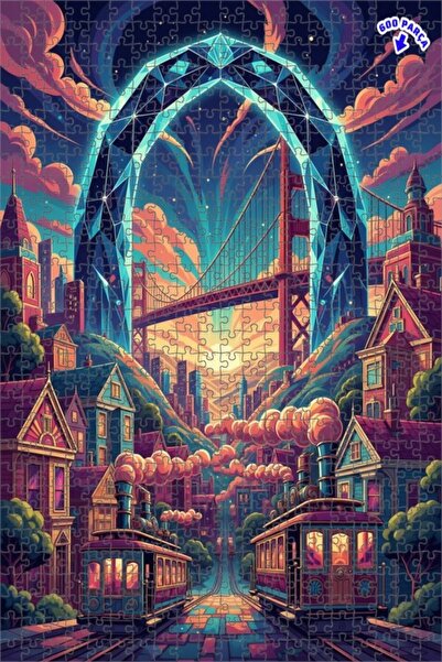 Teona Ahşap Light Globe Bridge Art Wooden Puzzle 600 Pieces 50X35