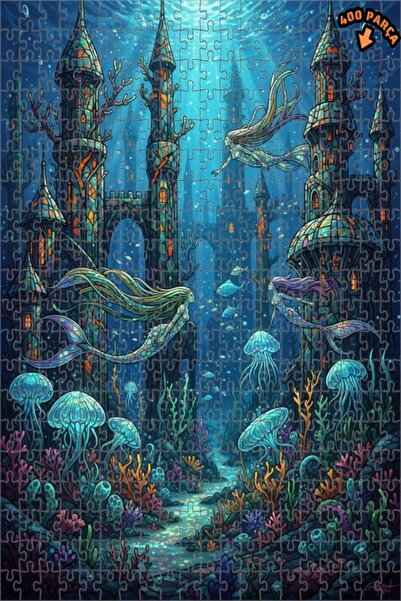 Teona Ahşap لغز خشبي فني على شكل فسيفساء على شكل مملكة حورية البحر 400 قطعة 3...