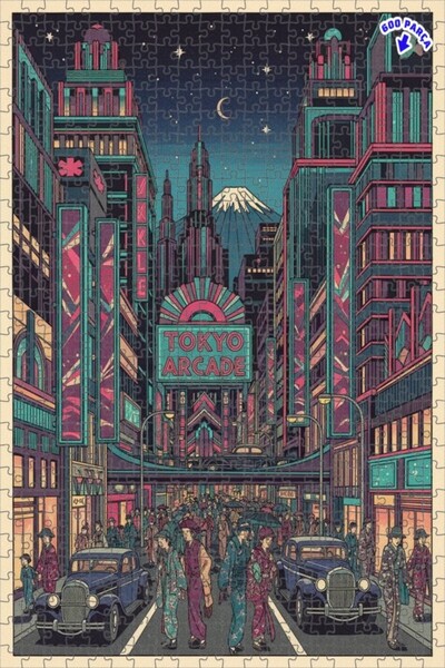 Teona Ahşap لغز خشبي بإطار ذو طابقين بمظهر لوحة زيتية على طراز أركيد طوكيو ال...