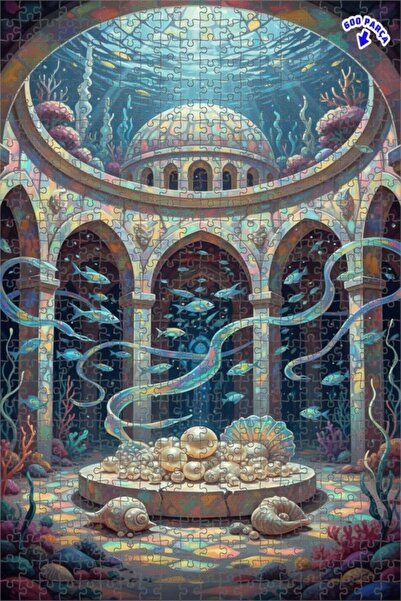 Teona Ahşap لغز خشبي بمظهر لوحة زيتية لقصر البحر السحري 600 قطعة 50×35