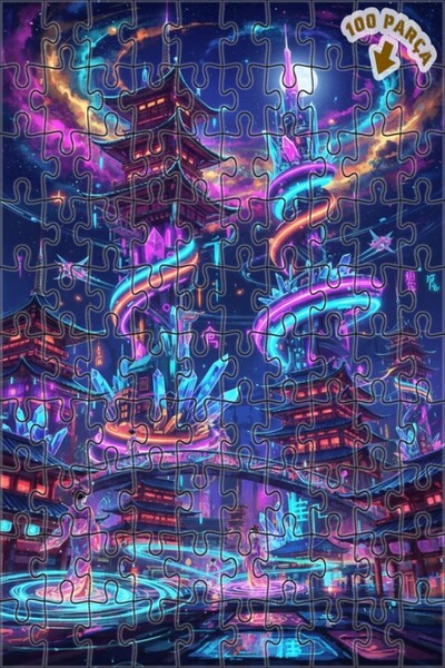 Teona Ahşap لغز خشبي بإطار من طابقين من نيون شاتو فانتاستيك ديجيتال آرت 100 ق...