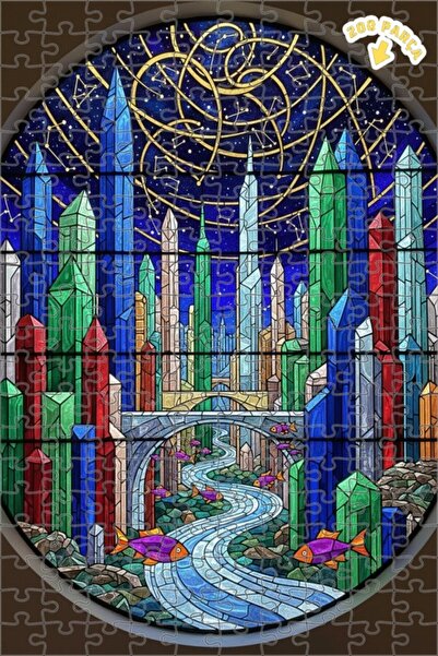 Teona Ahşap لغز خشبي بإطار ذو طابقين بتصميم فني حديث يشبه مدينة كريستالية 200...