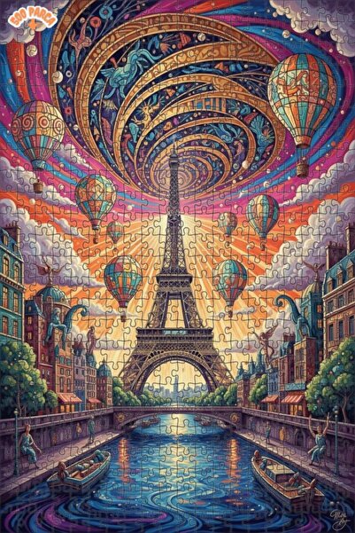 Teona Ahşap لغز فني على شكل برج إيفل بتصميم لوحة زيتية 500 قطعة 50×30
