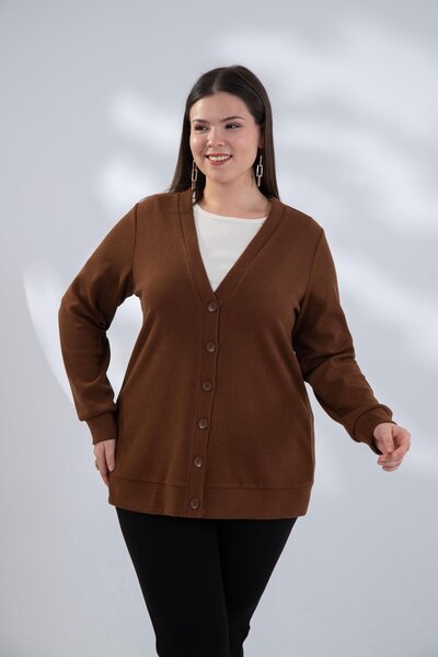 Roxxlen Великий розмір, трикотажний кардиган з ґудзиками