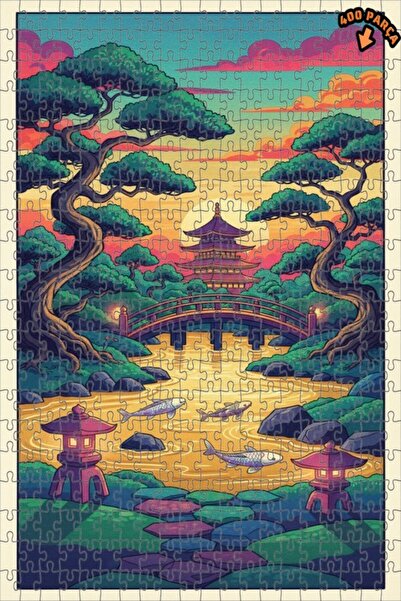 Teona Ahşap لغز خشبي مؤطر بطبقتين لفن الأسماك اليابانية 400 قطعة 35×35