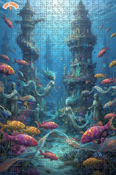 Teona Ahşap لغز خشبي مؤطر بطبقتين بمظهر لوحة زيتية لقصر حورية البحر الغامضة 5...