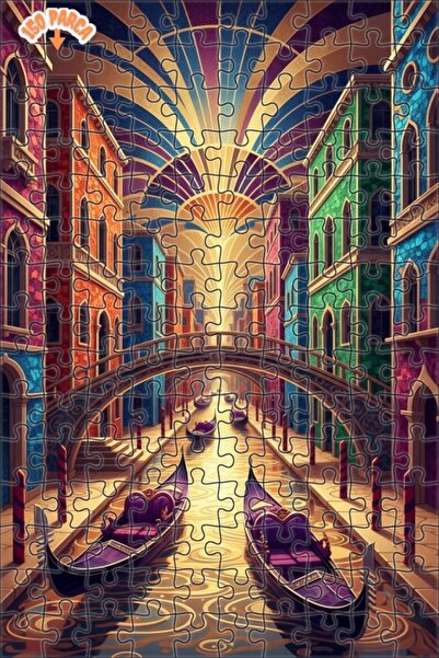 Teona Ahşap لغز خشبي مؤطر بطبقتين لفن قنوات البندقية 150 قطعة 20×30