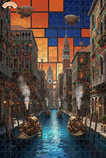 Teona Ahşap لغز خشبي بإطار مزدوج الطبقات من ستيمبانك فينيسيا كانالز 500 قطعة ...