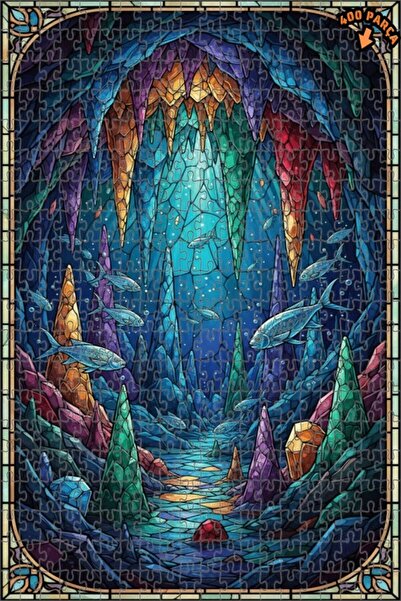 Teona Ahşap لغز خشبي مؤطر بطبقتين على شكل أسماك الكهف الغامضة 400 قطعة 35×35