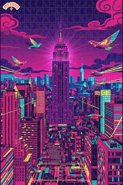 Teona Ahşap لغز خشبي مؤطر بطبقتين من إمباير ستيت نيو-بوب آرت 500 قطعة 50×30