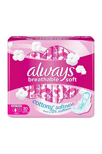Always Breathable Soft Maxi Thick, Large Sanitary Pads With Wings, 30 Pads