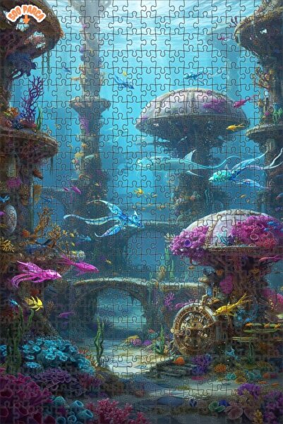 Teona Ahşap لغز خشبي بإطار مزدوج الطبقات بمظهر لوحة زيتية لمدينة تحت الماء را...