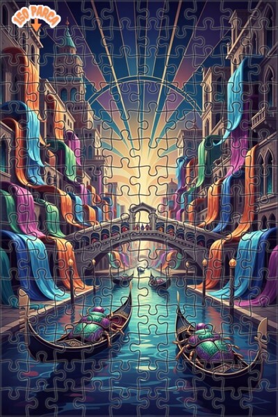 Teona Ahşap لغز خشبي رائع على شكل شلالات فينيسيا ملونة مكون من طابقين 150 قطع...