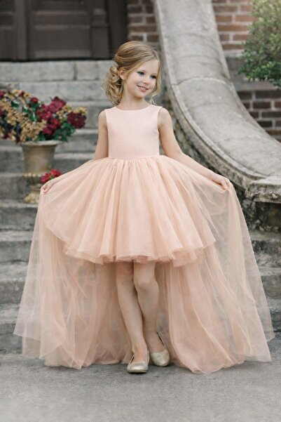 SUNEH Κοριτσίστικο φόρεμα με κοντό μπροστινό μέρος και μακριά ουρά, με λεπτομ...