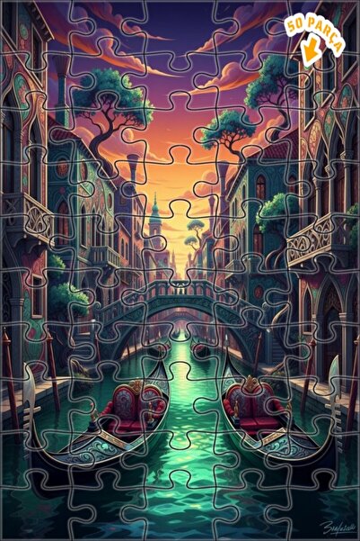 Teona Ahşap لغز خشبي مؤطر بطبقتين بتصميم فني لفينيسيا 50 قطعة 15×25