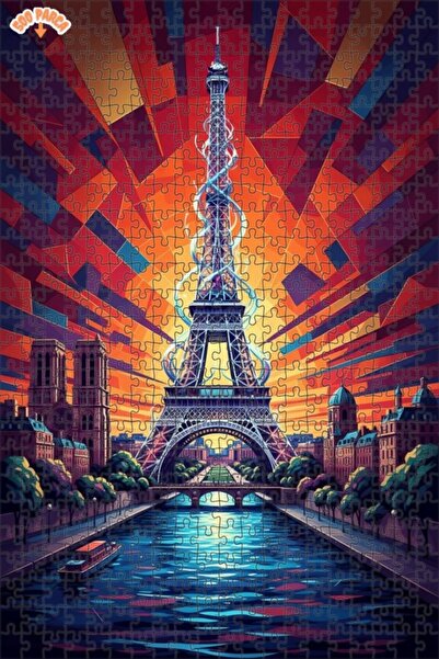 Teona Ahşap لغز خشبي بإطار مزدوج الطبقات بتصميم فني موزاييك ملون لبرج إيفل 50...