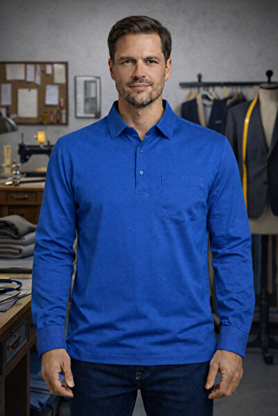 BayBayan Shirt Collar Long Sleeve Combed Cotton Sweater