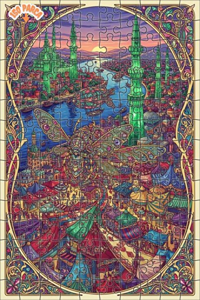 Teona Ahşap لوحة زيتية لحشرة الجواهر ذات الأجنحة في المدينة السحرية، لغز خشبي...