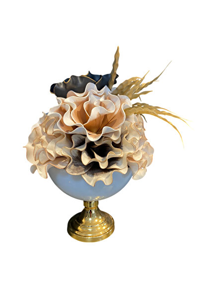 mysecrethome Gold Detaylı Yapay Çiçek Aranjmanı | Şık Masa Üstü Dekoratif Obj...