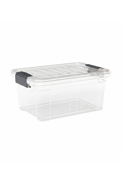 Dünya 10 L Plastic Storage Box, Transparent, With Lockable Lid, 360 x 250 x 1...