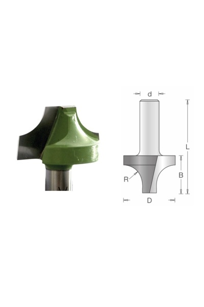 ELBE Freza cu coada, placata CMS, προφίλ 1/4 concav R4 19x11x46 S=8x35