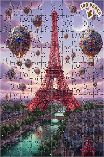 Teona Ahşap لغز خشبي مؤطر بطبقتين بمظهر لوحة زيتية لمشهد بالونات باريس الخيال...