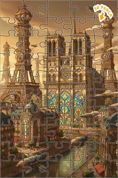 Teona Ahşap لغز خشبي مؤطر بطبقتين لمشهد غروب الشمس في باريس بالبخار 50 قطعة 1...