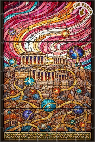 Teona Ahşap لغز خشبي بإطار مزدوج الطبقات بنمط السماء في العصور القديمة 100 قط...