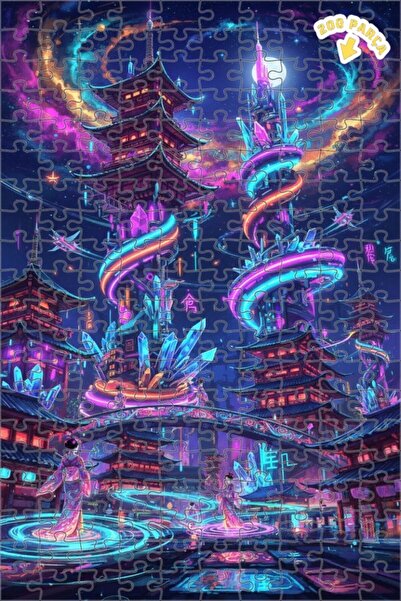 Teona Ahşap لغز خشبي بإطار من طابقين بتصميم فني رقمي رائع من نيون شاتو، 200 ق...