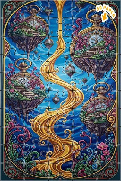 Teona Ahşap لعبة ألغاز خشبية على شكل أبراج ساعات ذات طابقين، 50 قطعة، مقاس 15×25