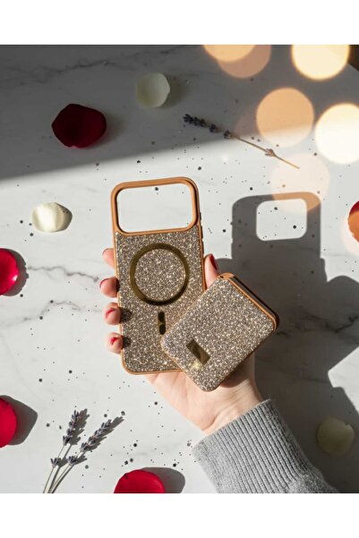 KumOziShop iPhone 17 ProMax Uyumlu MagSafe ve Mıknatıs Özellikli Taşlı Cüzdan...