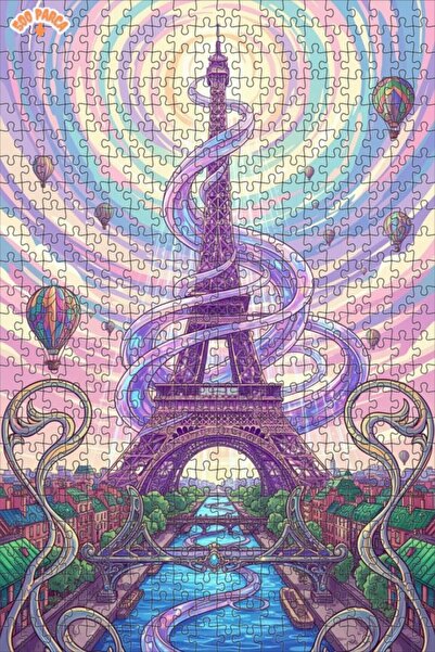 Teona Ahşap لغز خشبي بإطار مزدوج الطبقات بمظهر لوحة زيتية يصور مشهدًا من باري...