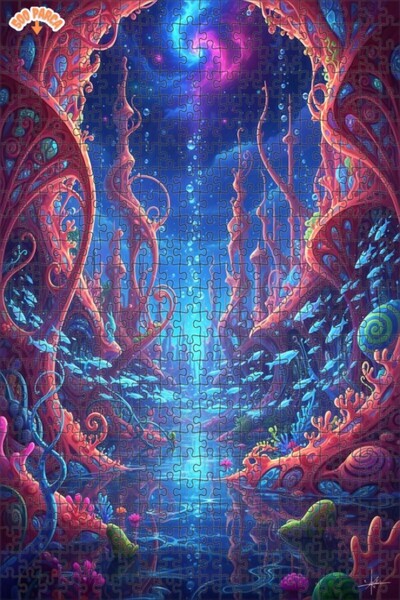 Teona Ahşap لغز خشبي مؤطر ذو طبقتين بتصميم ملكية الغواصة السحرية، 500 قطعة، م...