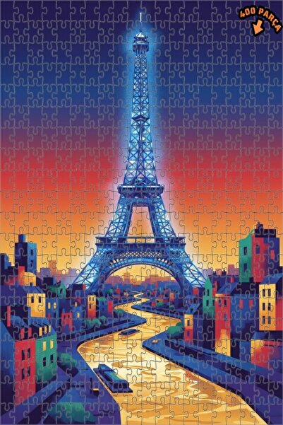 Teona Ahşap برج إيفل في باريس، منظر مائي، فن حديث، لغز خشبي بإطار مزدوج الطبق...