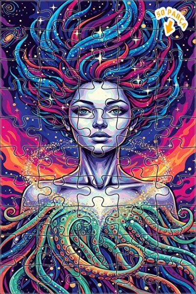 Teona Ahşap لغز خشبي مؤطر من طبقتين من كوزميك وومن كراكن آرت، 50 قطعة، مقاس 1...