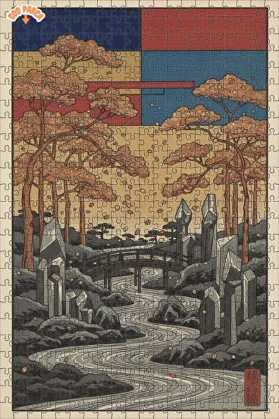 Teona Ahşap لغز خشبي ياباني بمظهر الحديقة المائية 500 قطعة 50×30